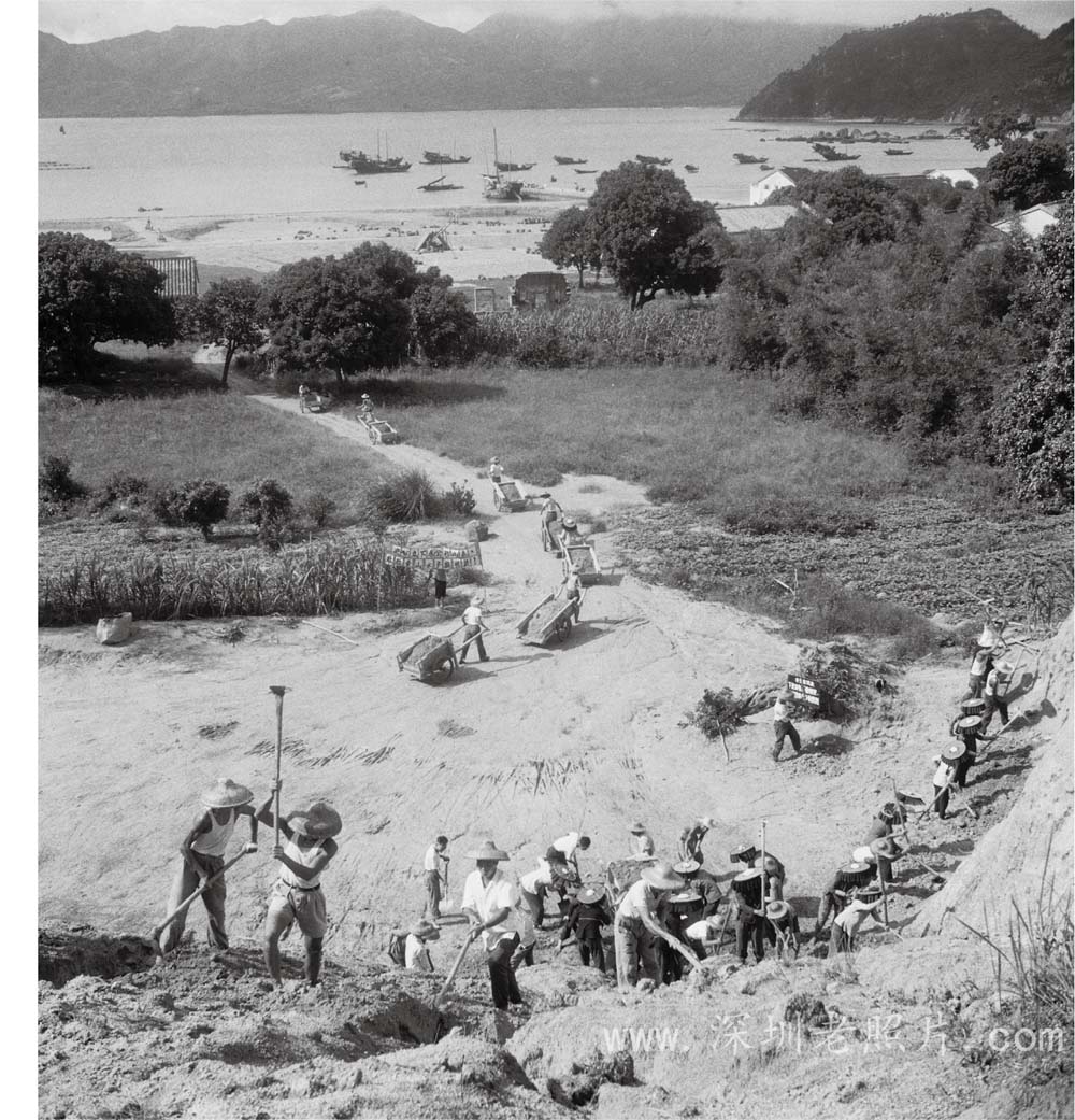 东山水产站开山打石扩大晒鱼场(1972)